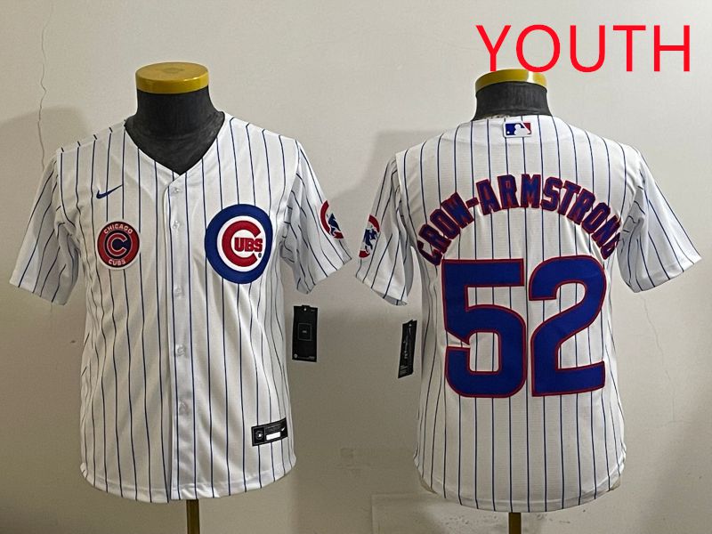 Youth 2025 Chicago Cubs #52 Crow-Armstrong White Stripe Game Nike MLB Jersey style 7->youth mlb jersey->Youth Jersey